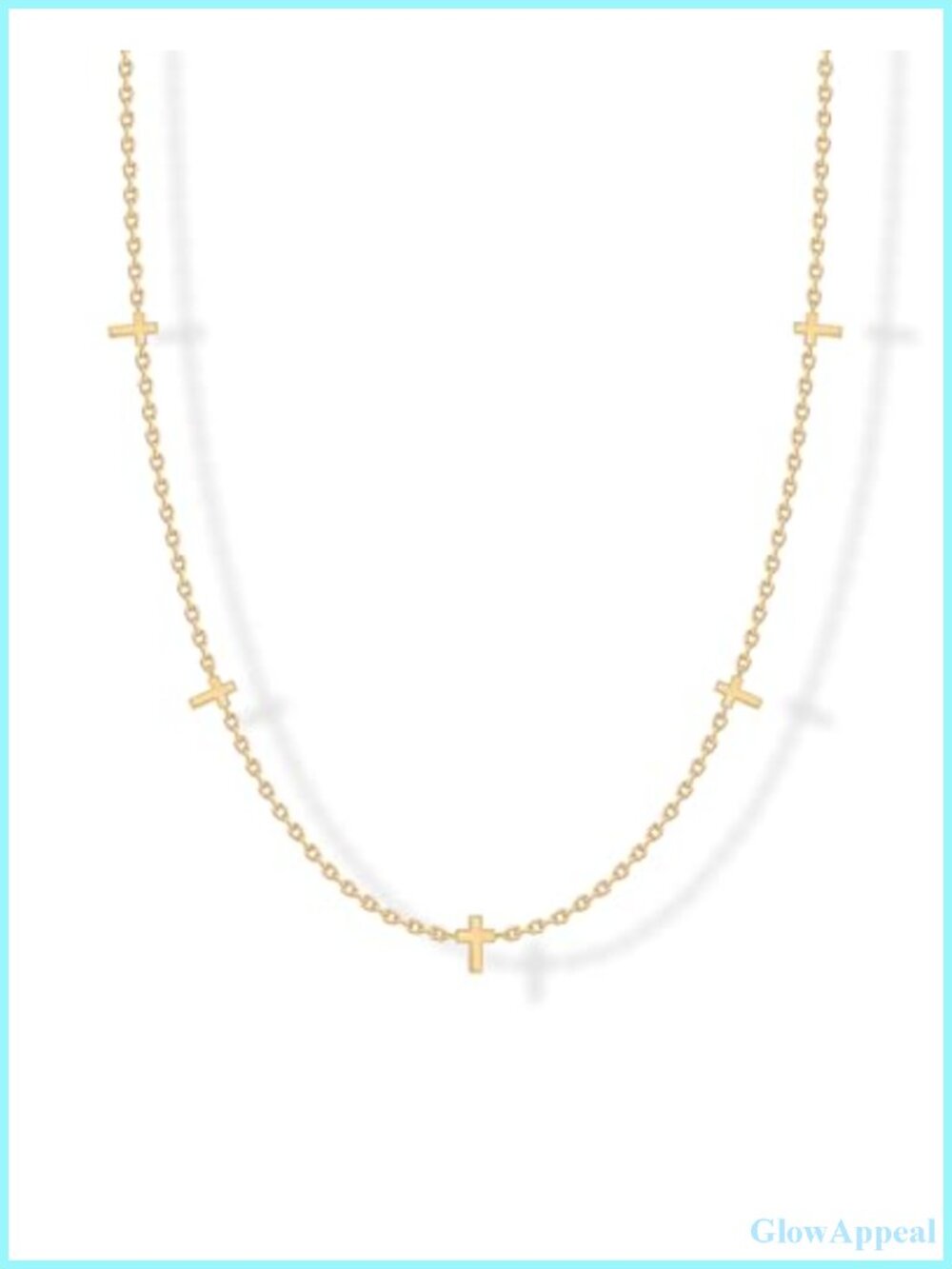 14K Gold Plated Dainty Chain Necklace for Women Station Motif Charm